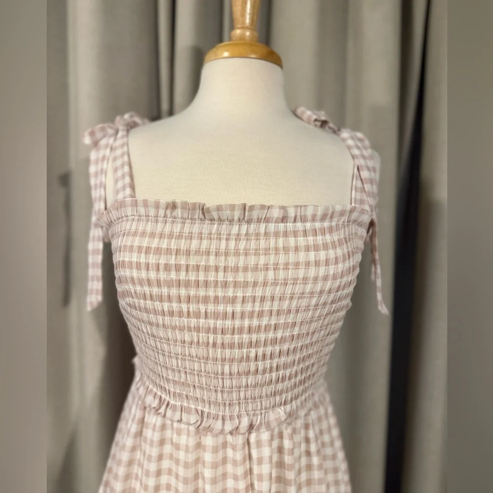 Altar'd State Ivory and Mauve Checkered Mini Dress - Picture 2 of 8